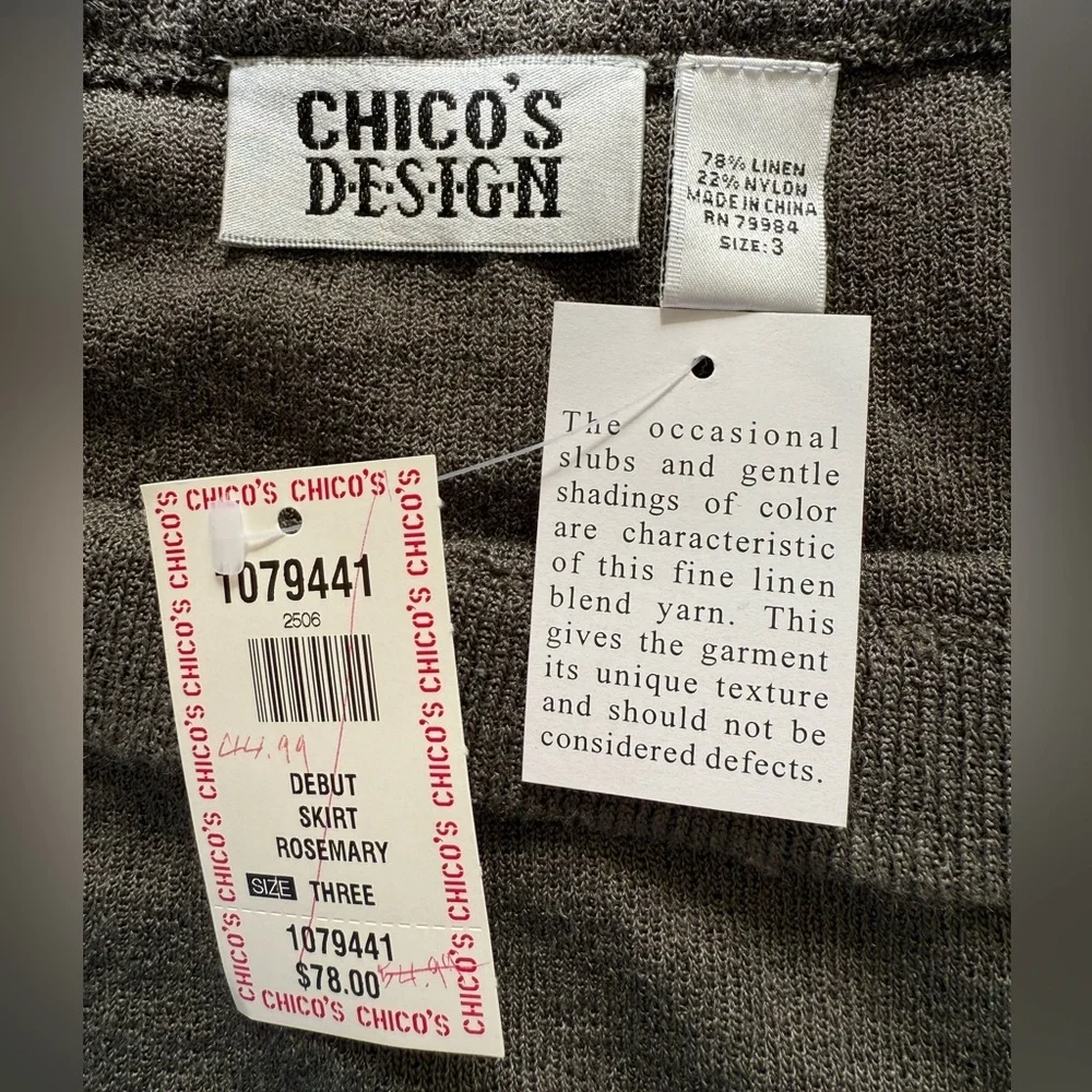 NWT Chico's Linen Knit Debut Rosemary Pencil Skirt Size 16 (Chico’s size 3)